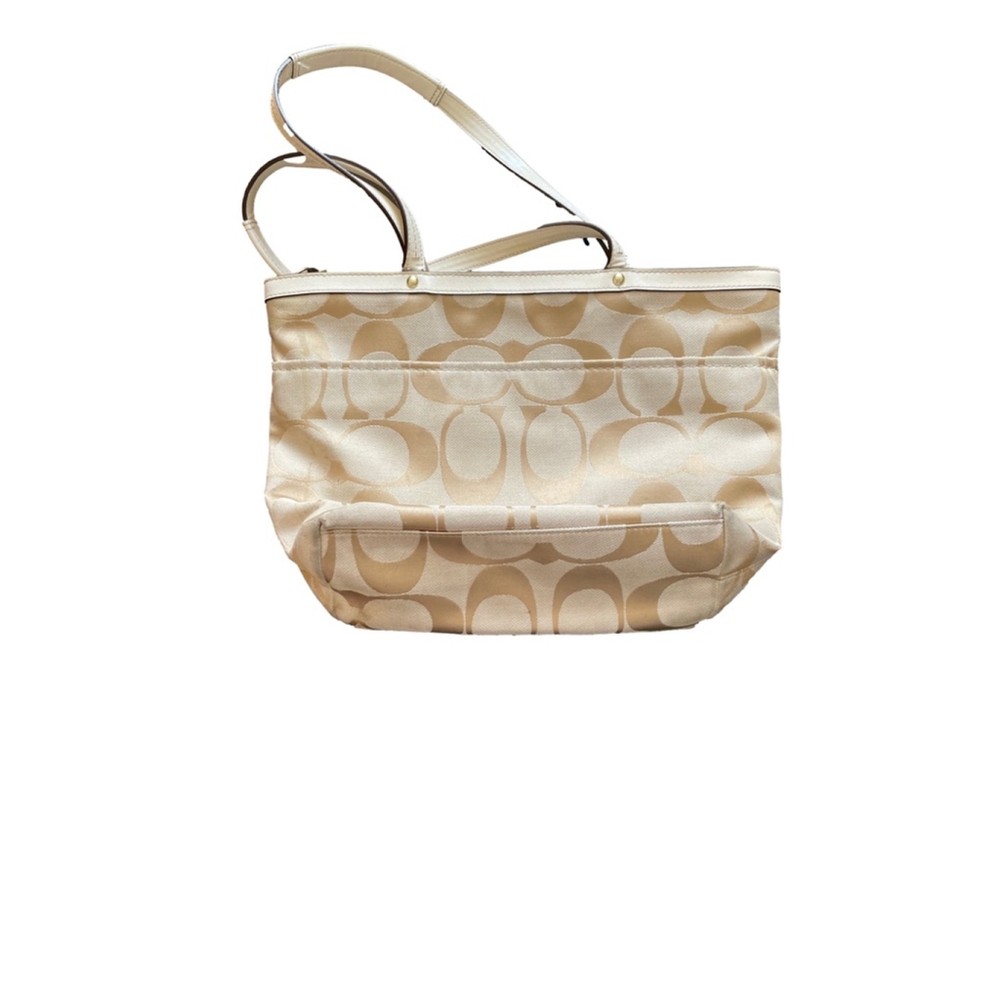 Women's Coach Beige Signature Print Tote Bag - Picture 2 of 4